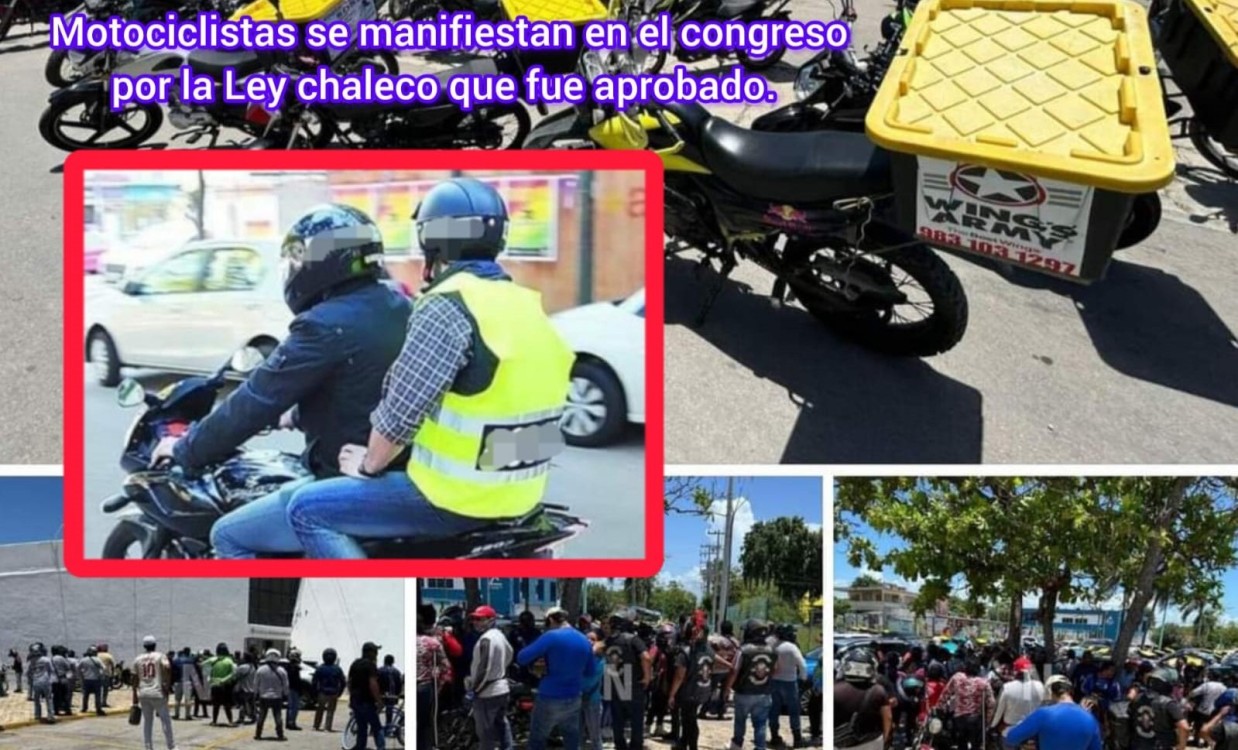 Motociclistas de Chetumal se manifiestan contra la "Ley Chaleco"