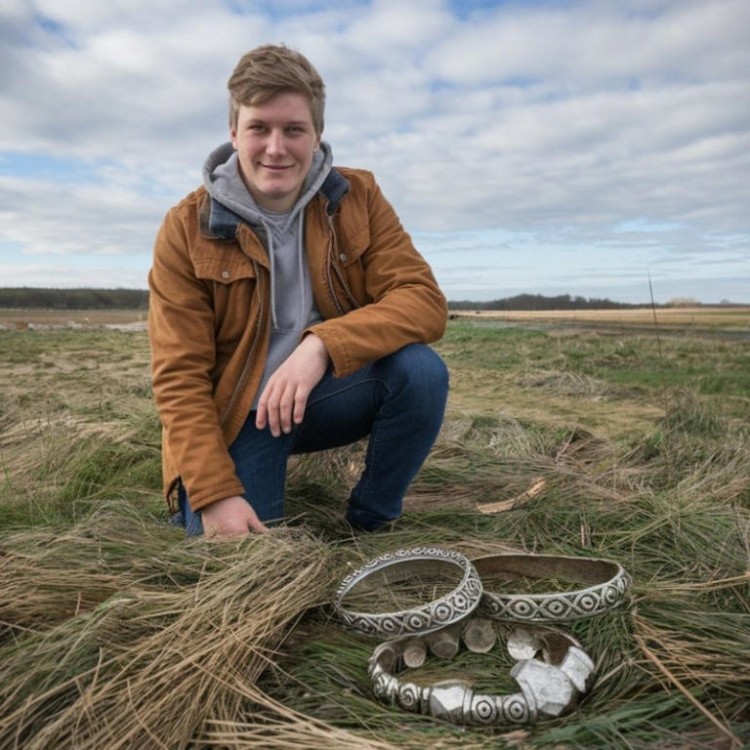 Joven se encuentra brazaletes vikingos