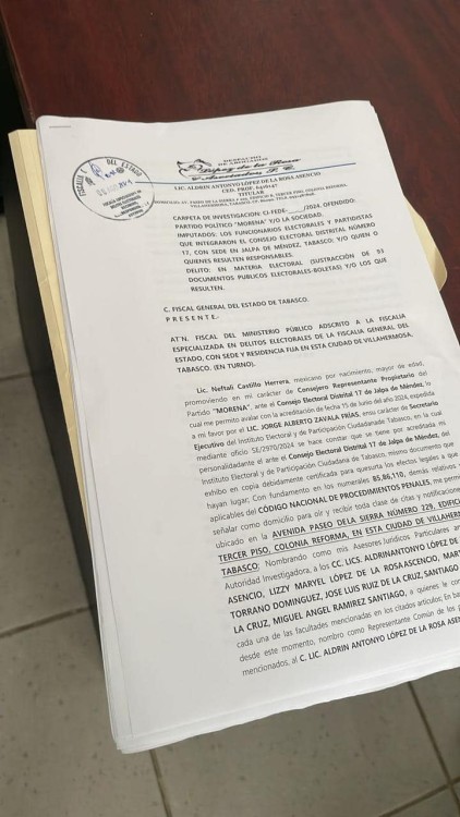Denuncia por robo de boletas electorales en el municipio de Jalpa de Méndez.