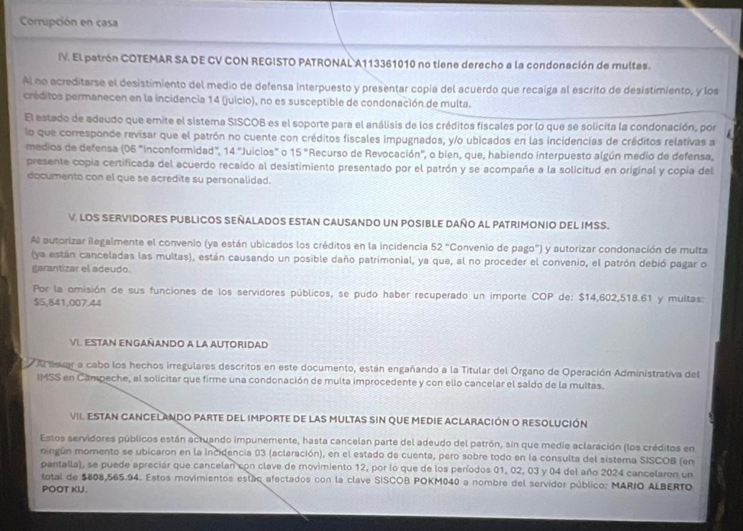 Corrupción en IMSS de Ciudad del Carmen