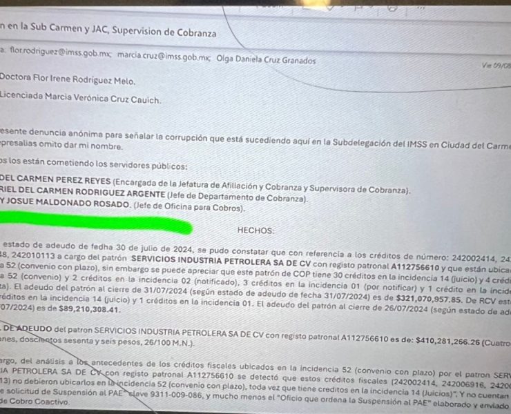 Corrupción en IMSS de Ciudad del Carmen