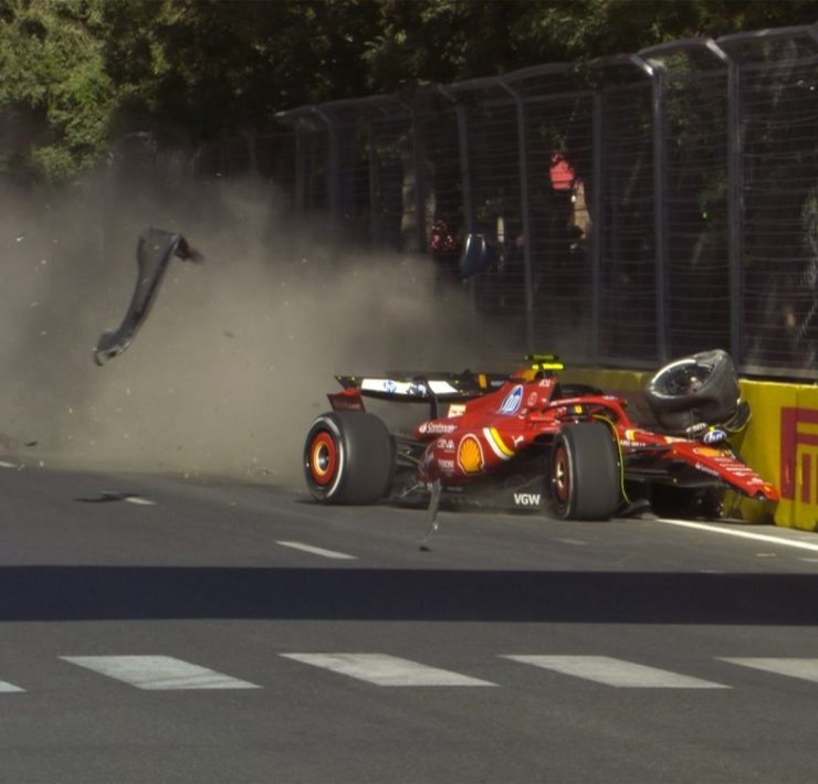 Checo Pérez sufre accidente en el Gran Premio de Azerbaiyán 2024