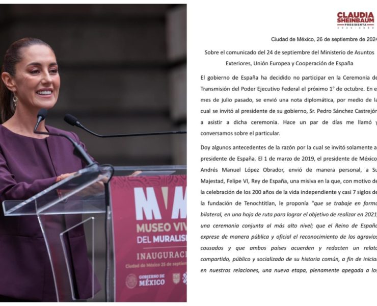 Sheinbaum corrige error en carta sobre la invitación al rey de España por los 700 años de Tenochtitlan