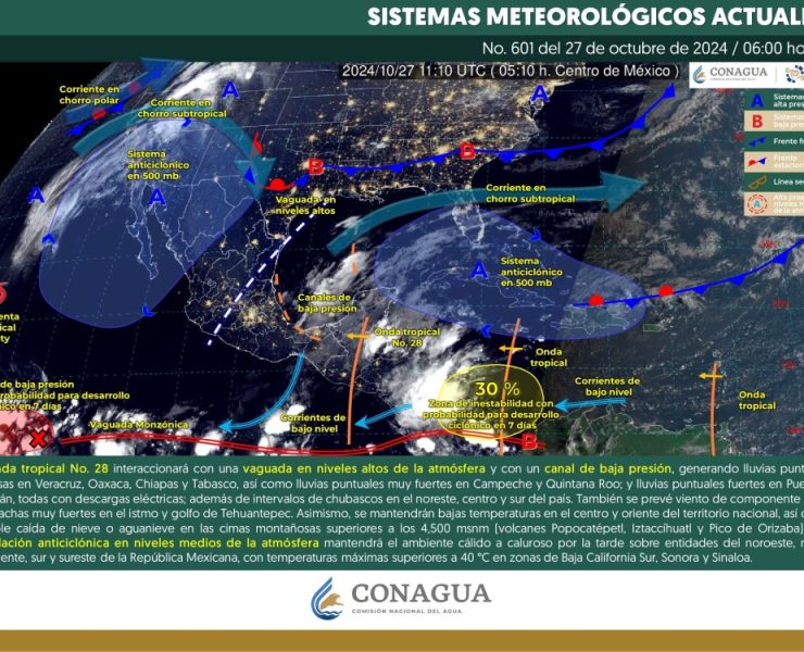 El SMN prevé lluvias intensas y bajas temperaturas afectarán el sureste y centro de México
