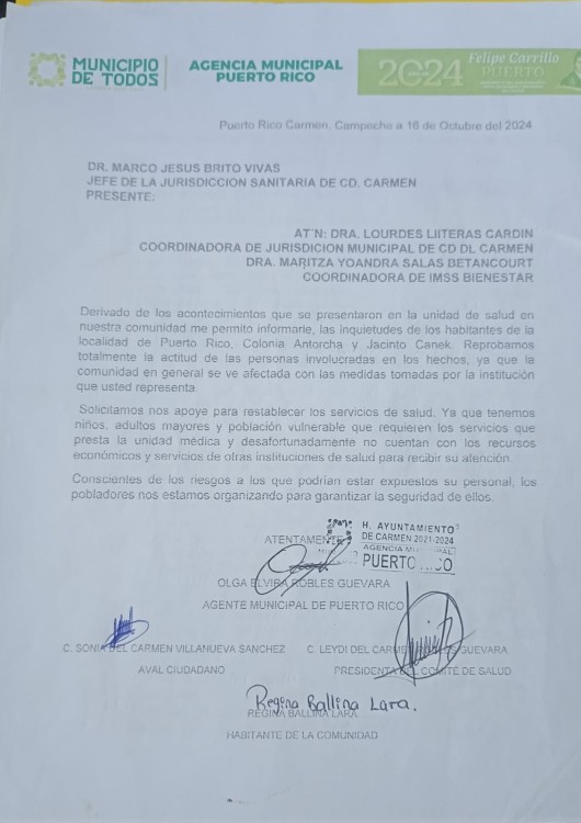 Ejido Puerto Rico sin médicos en la Unidad de Salud