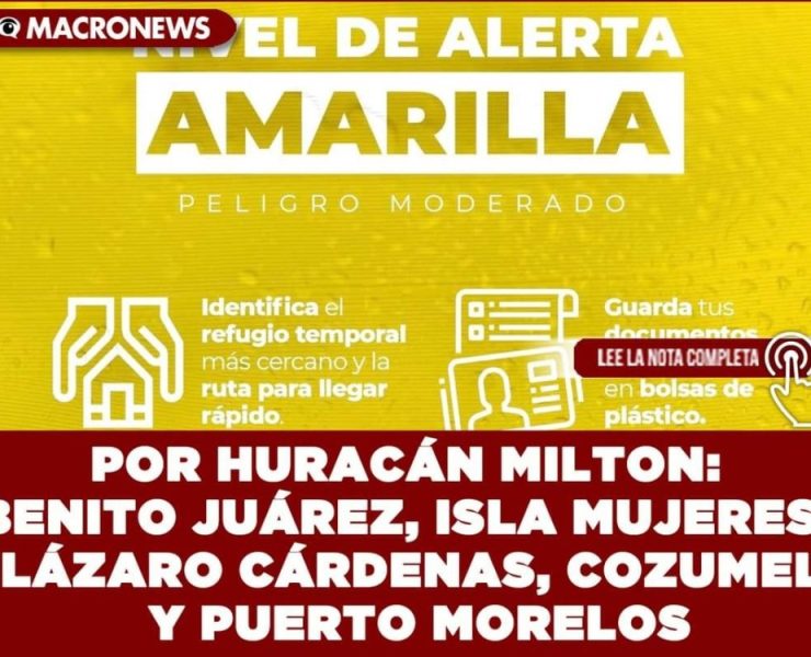 Alerta amarilla en Quintana Roo por el Huracán Milton