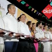 Gobernador del Estado de Chiapas, Rutilio Escandón Cadenas y el gobernador de Yucatán Joaquín Díaz Mena