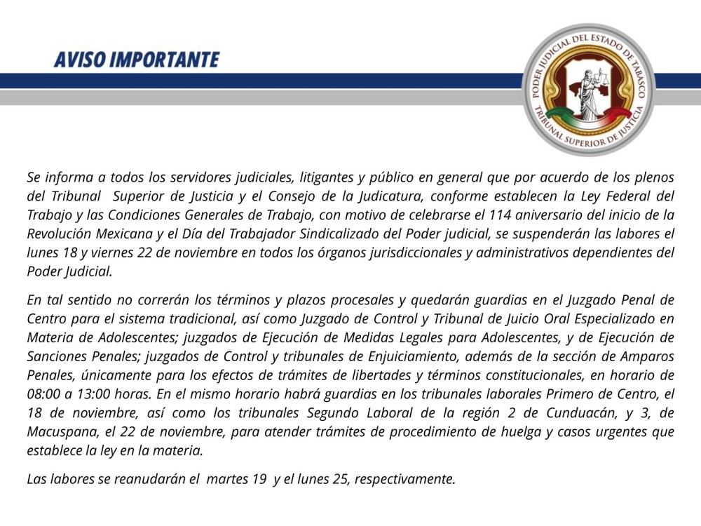 Guardias en el Poder Judicial de Tabasco