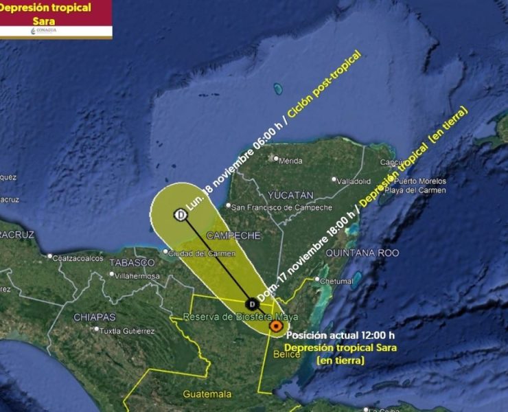 Autoridades mantienen alerta en el sureste por efectos de la depresión tropical Sara