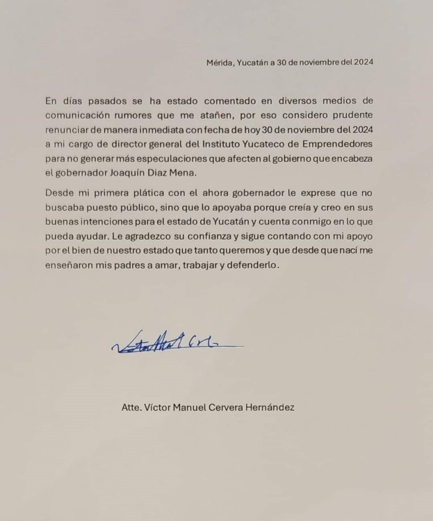 Contenido de la carta