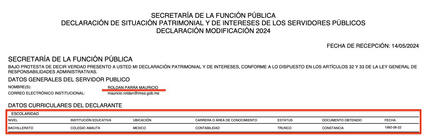 Ascenso de Mauricio Roldán Parra en el IMSS