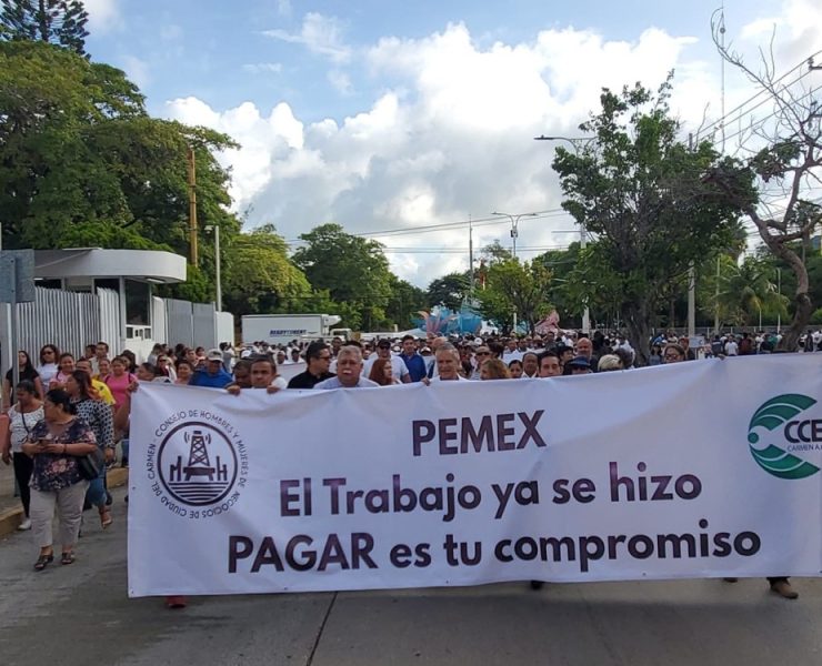 Marchan empresarios carmelitas contra Pemex