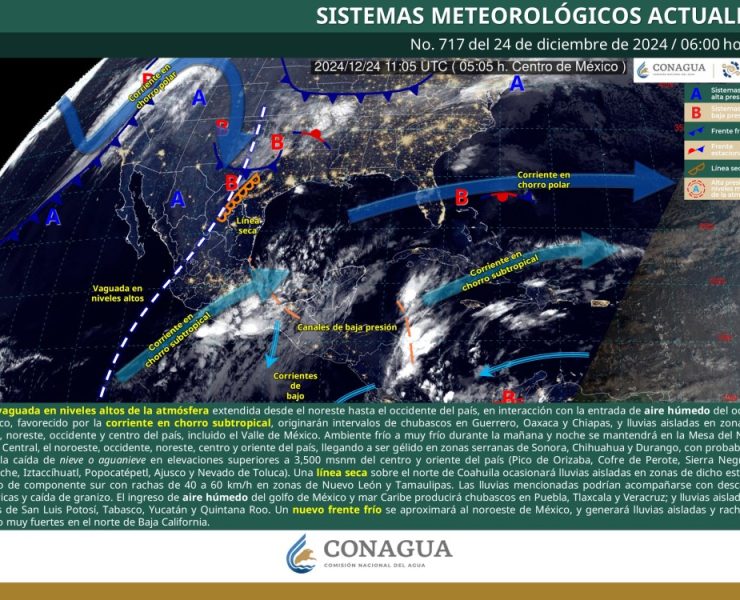Persisten condiciones meteorológicas extremas en México este 24 de diciembre