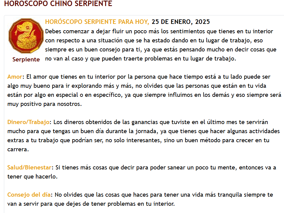 Características principales del Año de la Serpiente