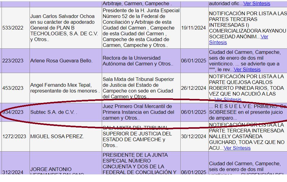 Embargo a SUBTEC ajeno al impago de Pemex