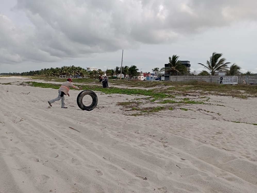 Limpian playa de la colonia Tierra y Libertad