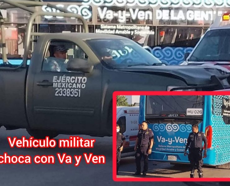 Vehículo militar choca con camión de Va y Ven, deja 5 militares heridos