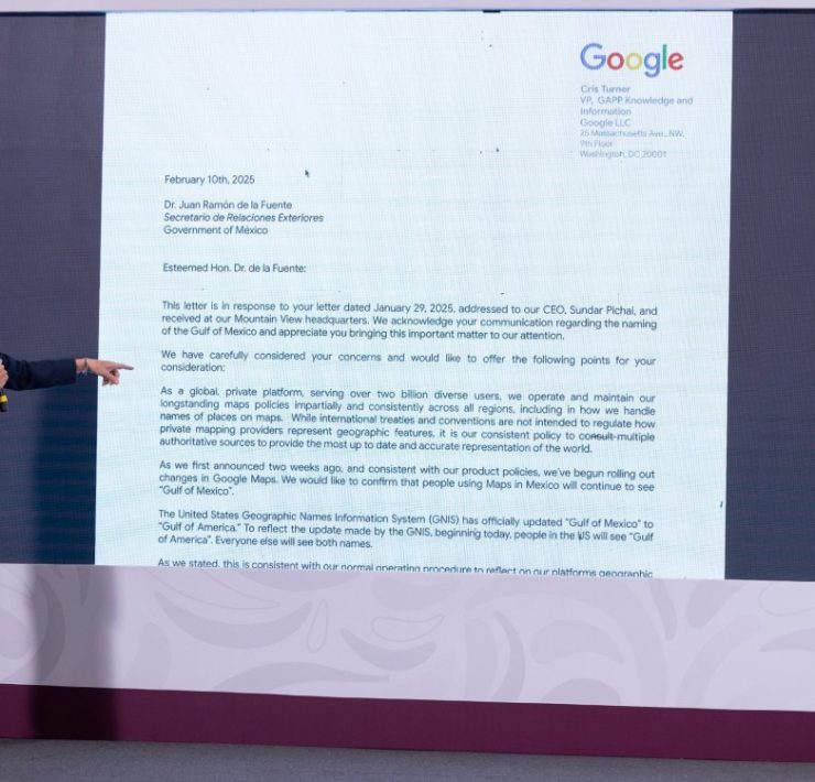 Sheinbaum denuncia a Google por renombrar el Golfo de México y advierte acciones legales
