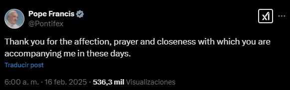 El papa Francisco hospitalizado por infección respiratoria