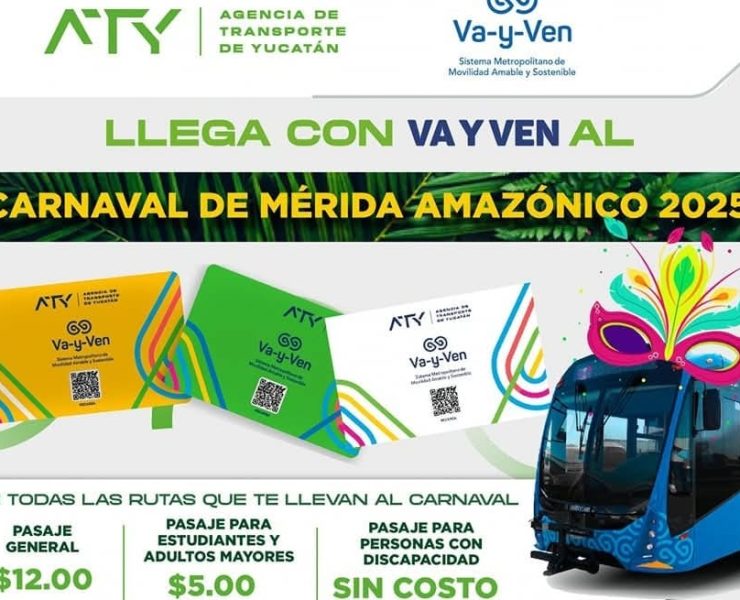 ¡No te lo pierdas! Las familias podrán llegar al Carnaval de Mérida Amazónico 2025 con el transporte VA Y VEN