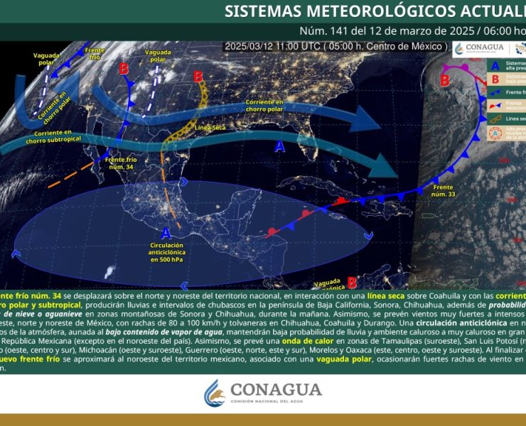 Frente frío núm. 34 traerá vientos intensos y posibles nevadas en el norte del país