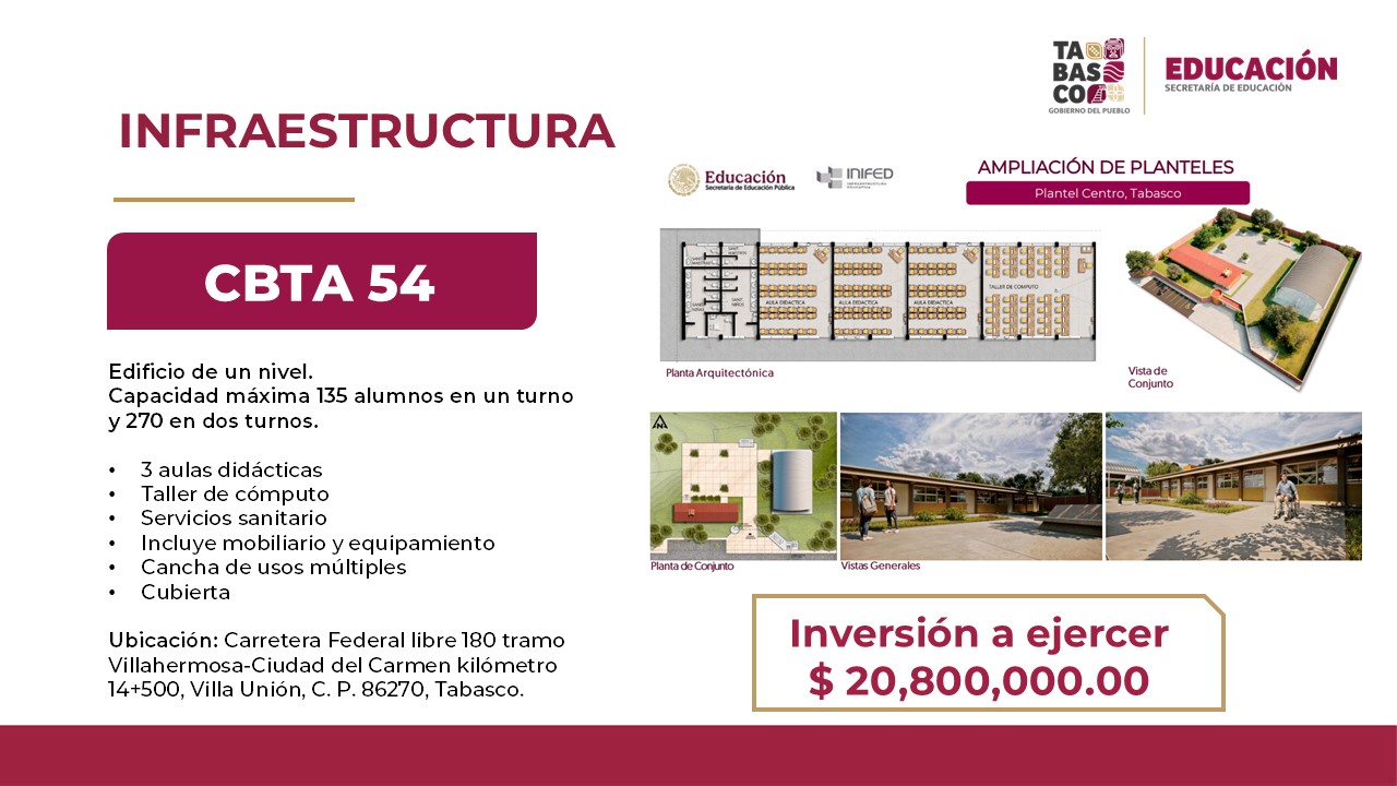 ampliación del plantel CBTA 54
