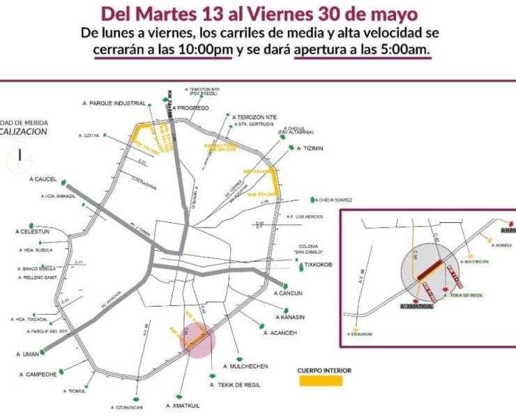 Cierre temporal en un tramo del Anillo Periférico de Mérida: Lo que debes saber