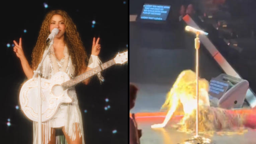 ¡Shakira sufre aparatosa caída en pleno show y su reacción impacta!