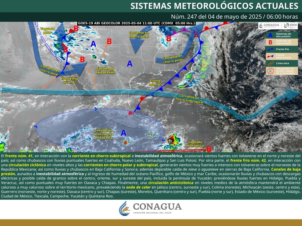 El SMN prevé Frentes fríos, tormentas y calor extremo