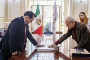 Gobernador Joaquín Díaz Mena sostuvo una reunión de trabajo con el director general del Instituto Nacional de Antropología e Historia (INAH), Diego Prieto 