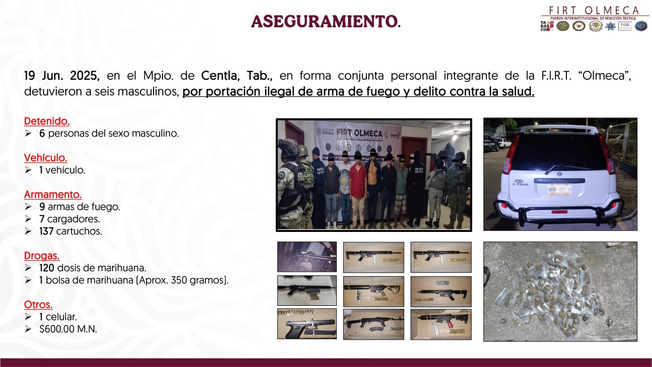 Mega redada en Jalpa y Centro