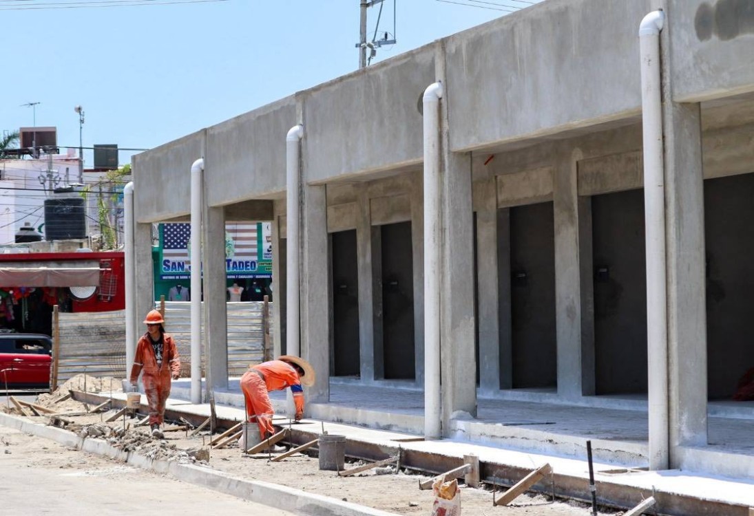 Avance en la obra del mercado de artesanías de Ciudad del Carmen