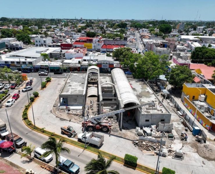 Avance en la obra del mercado de artesanías de Ciudad del Carmen