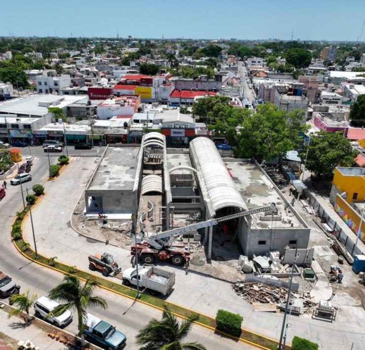 Avance en la obra del mercado de artesanías de Ciudad del Carmen