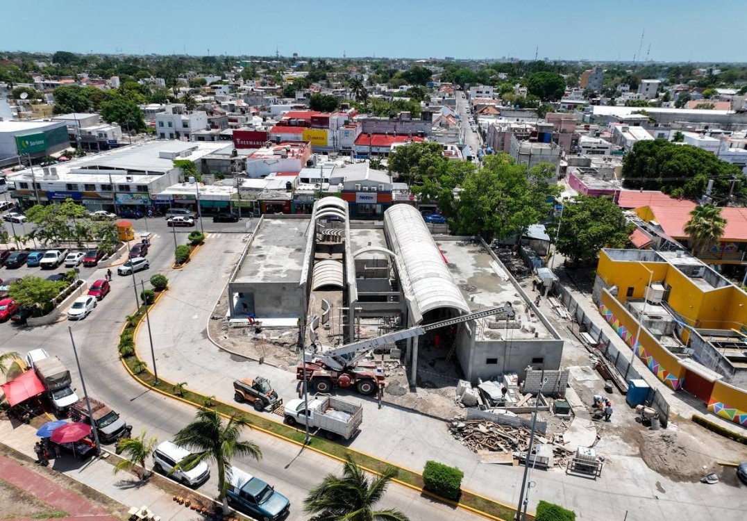Avance en la obra del mercado de artesanías de Ciudad del Carmen