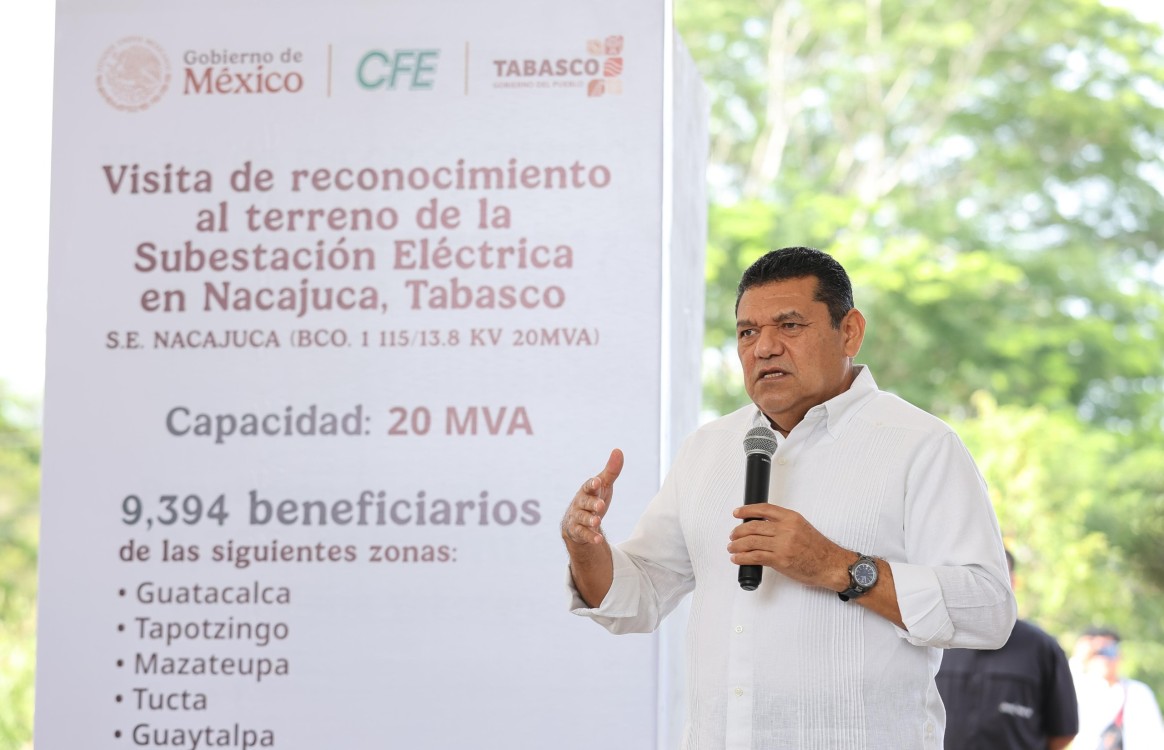 Javier May supervisa terreno donde se construirá Subestación Eléctrica en Tucta, Nacajuca.