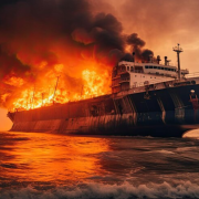 Un barco está en llamas en el mar Rojo por supuesto ataque Hutíe