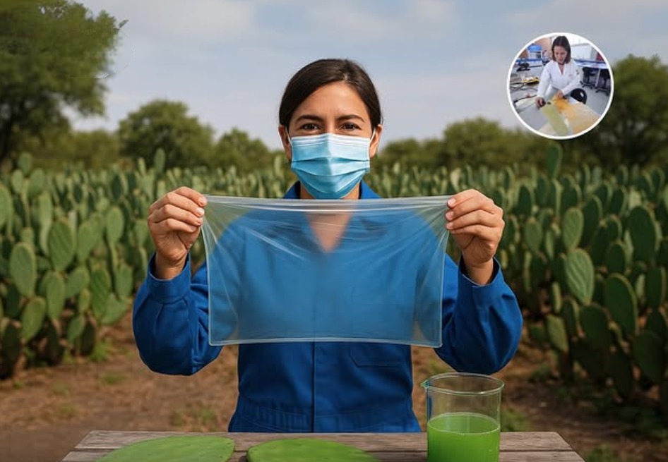 Mexicana convierte nopales en plástico biodegradable para cuidar el ambiente