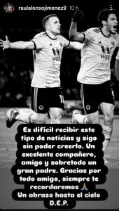 Así se despidió Raúl Jiménez de su ex compañero del Wolverhampton, Diogo Jota, quien falleció en España junto a su hermano, en un accidente de transito.