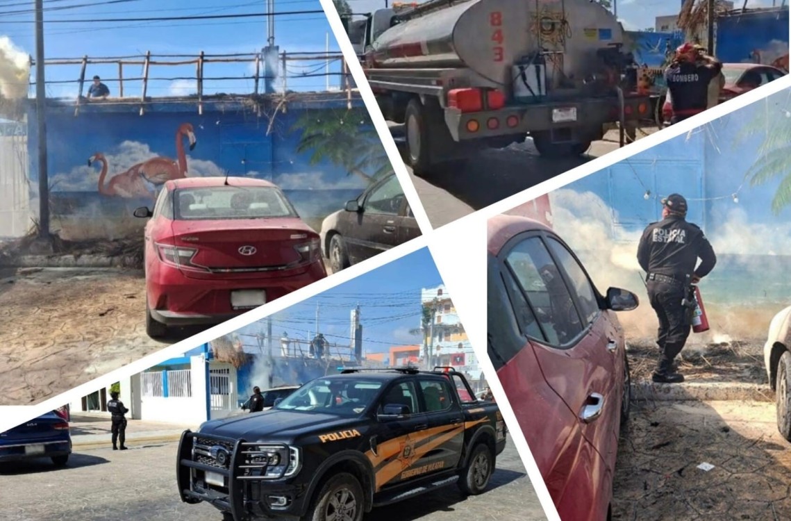 ¡Fuego en el malecón! Se quema palapa del hotel Costa Azul en Progreso