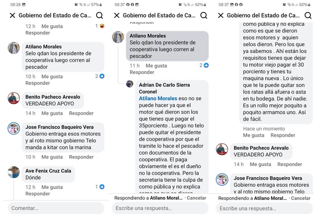Entrega de motores a pescadores programa de simulación