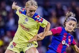 En el 2023, Barcelona derrotó al América femenil 2-0, en el Estadio Azteca.