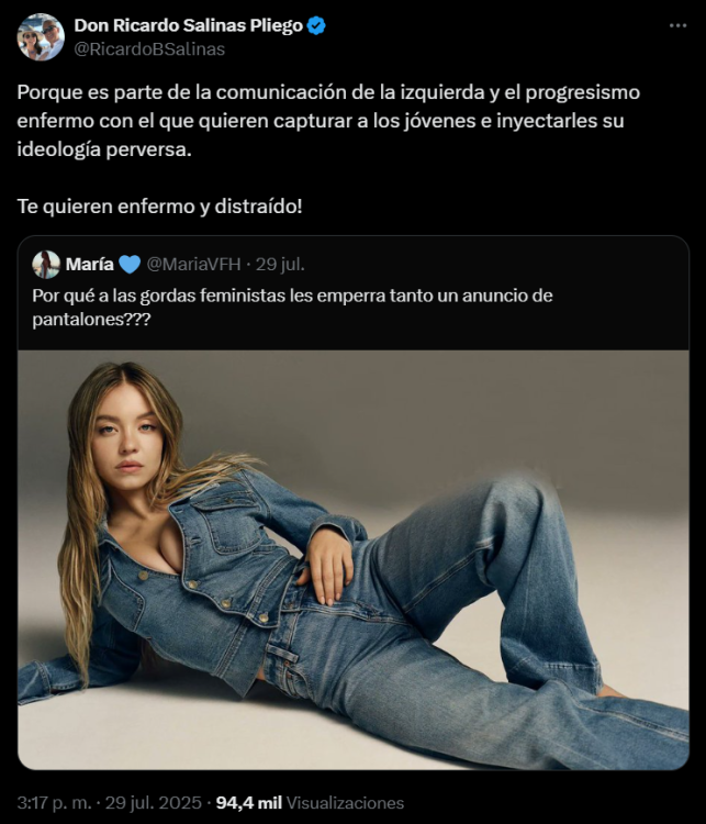 Salinas Pliego responde sobre la polémica con Sydney Sweeney
