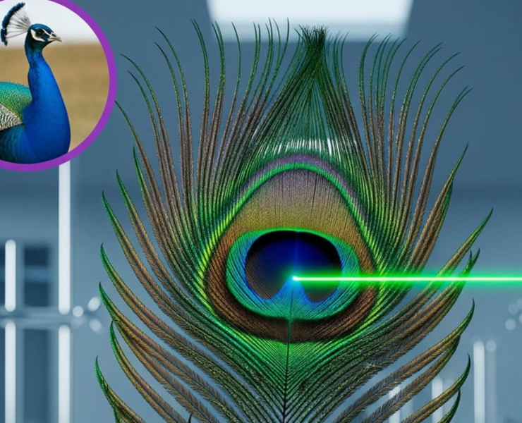 Crean un laser con una pluma de pavorreal, algo que parece de película