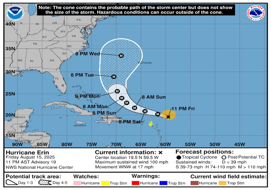 ¡Alerta Roja en las Antillas! Huracán Erin podría alcanzar categoría 4 en tiempo récord
