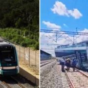 Se descarriló El Tren Maya en estación de Izamal Imágenes del accidente