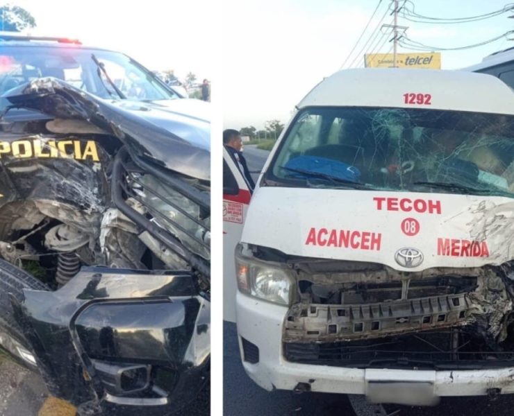Brutal choque entre patrulla y taxi deja 15 lesionados