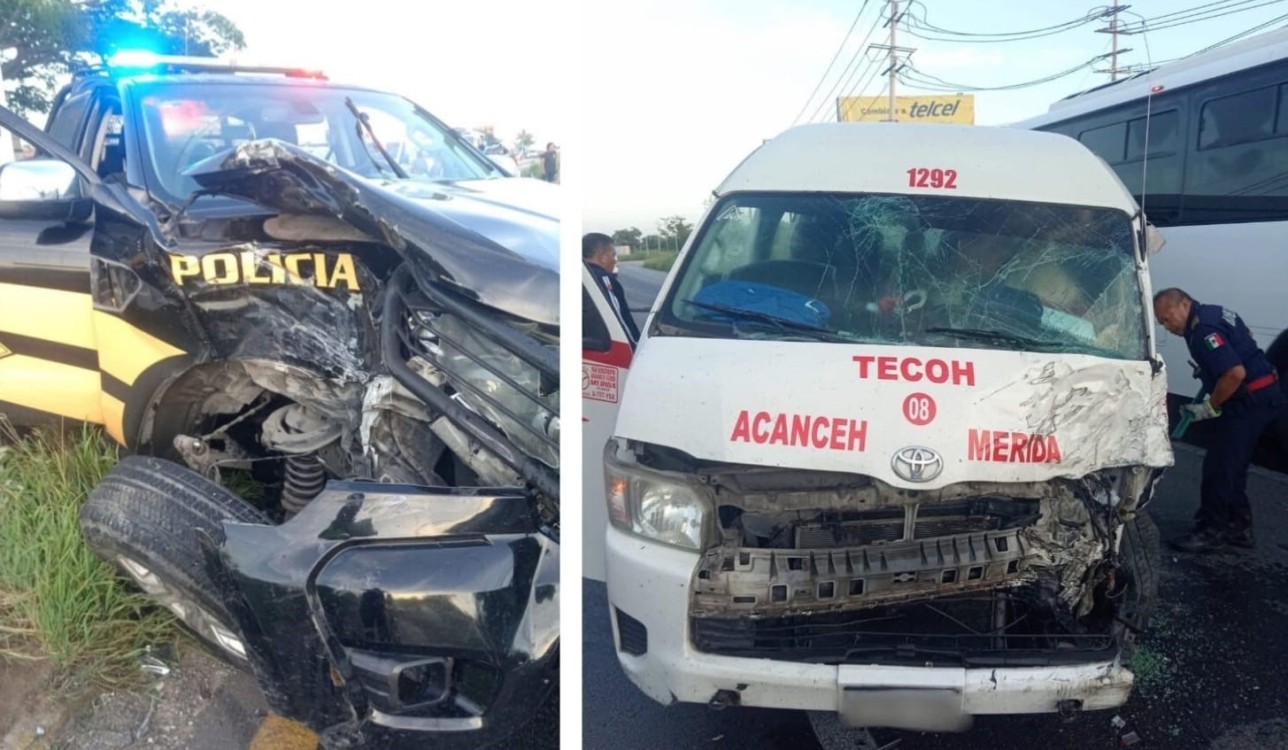 Brutal choque entre patrulla y taxi deja 15 lesionados
