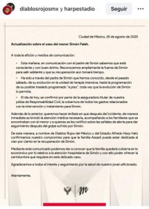 comunicado oficial emitido por el club