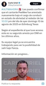 En X (antes Twitter), la cuenta Texans Report señaló que el joven estadounidense, de origen mexicano, fue detenido en la noche del domingo por conducir ebrio.